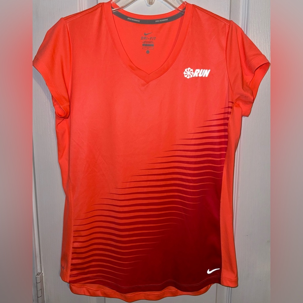 Nike Running Dri-FIT Orange V-Neck Training Top Size L